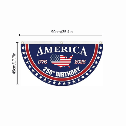𝐎𝐟𝐟𝐢𝐜𝐢𝐚𝐥 𝐁𝐫𝐚𝐧𝐝 𝐒𝐭𝐨𝐫𝐞🗽USA 250th Anniversary Flag Half Round Banner🦅