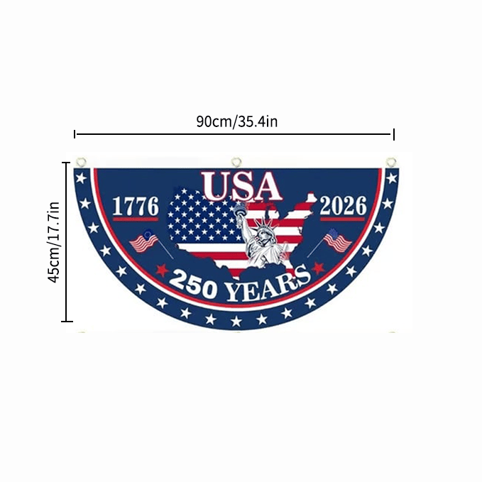 𝐎𝐟𝐟𝐢𝐜𝐢𝐚𝐥 𝐁𝐫𝐚𝐧𝐝 𝐒𝐭𝐨𝐫𝐞🗽USA 250th Anniversary Flag Half Round Banner🦅
