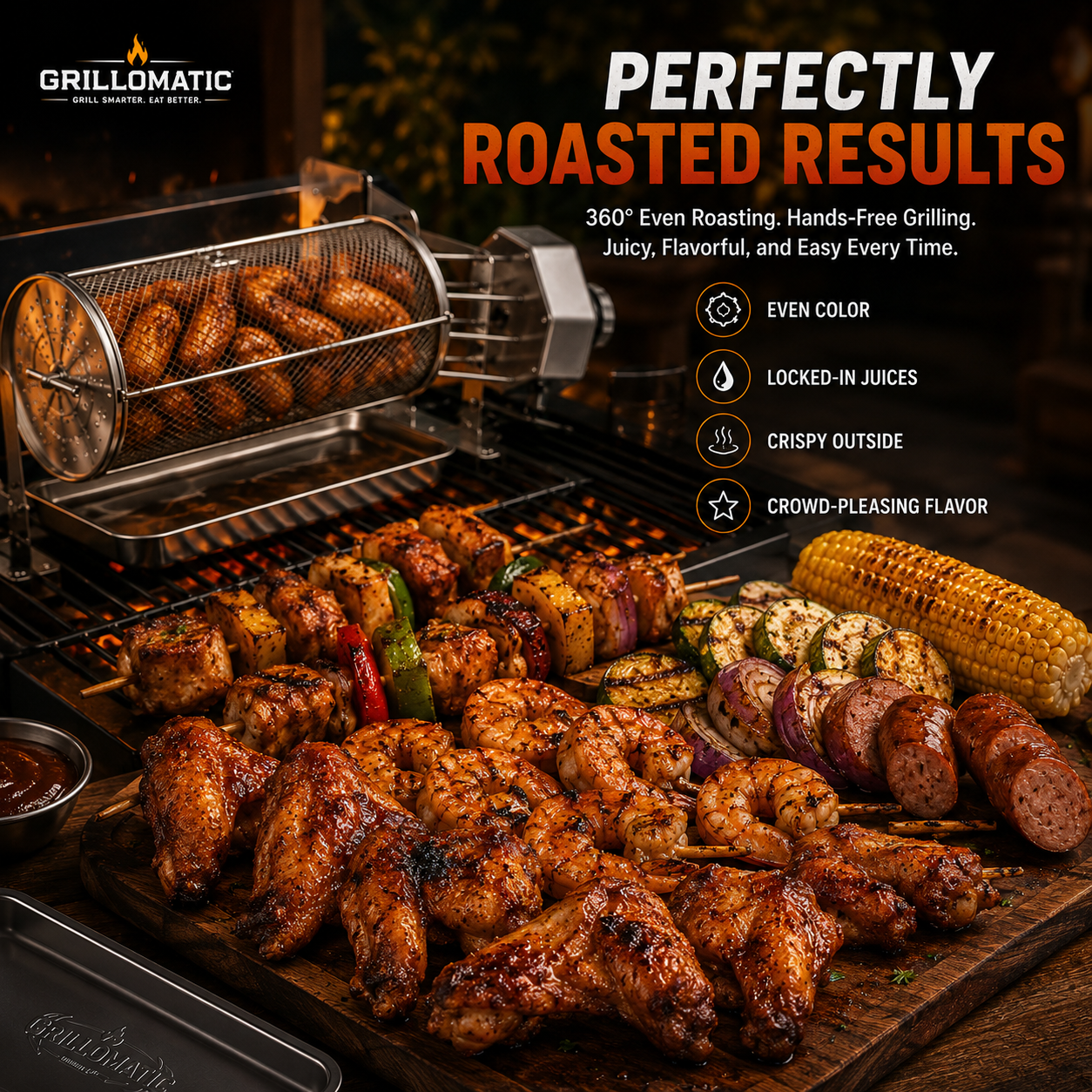 𝐎𝐟𝐟𝐢𝐜𝐢𝐚𝐥 𝐁𝐫𝐚𝐧𝐝 𝐒𝐭𝐨𝐫𝐞🔥3,155 sold in last 24 hours🔥 Automatic Rotating BBQ Grill Rack