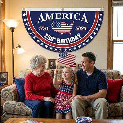 𝐎𝐟𝐟𝐢𝐜𝐢𝐚𝐥 𝐁𝐫𝐚𝐧𝐝 𝐒𝐭𝐨𝐫𝐞🗽USA 250th Anniversary Flag Half Round Banner🦅