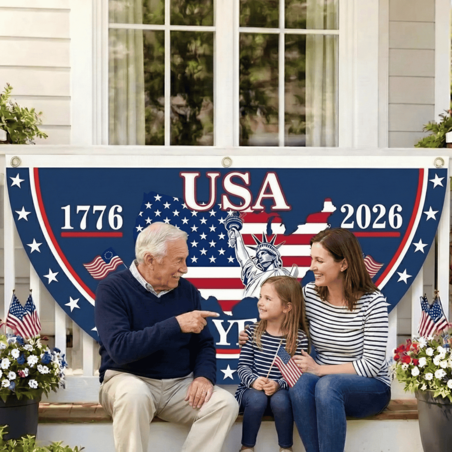 𝐎𝐟𝐟𝐢𝐜𝐢𝐚𝐥 𝐁𝐫𝐚𝐧𝐝 𝐒𝐭𝐨𝐫𝐞🗽USA 250th Anniversary Flag Half Round Banner🦅
