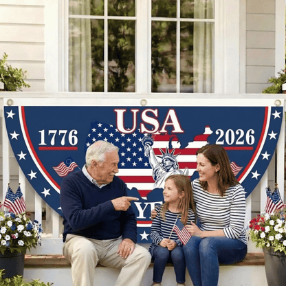 𝐎𝐟𝐟𝐢𝐜𝐢𝐚𝐥 𝐁𝐫𝐚𝐧𝐝 𝐒𝐭𝐨𝐫𝐞🗽USA 250th Anniversary Flag Half Round Banner🦅