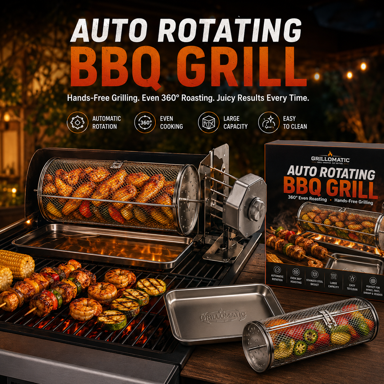 𝐎𝐟𝐟𝐢𝐜𝐢𝐚𝐥 𝐁𝐫𝐚𝐧𝐝 𝐒𝐭𝐨𝐫𝐞🔥3,155 sold in last 24 hours🔥 Automatic Rotating BBQ Grill Rack