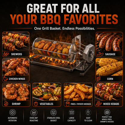 𝐎𝐟𝐟𝐢𝐜𝐢𝐚𝐥 𝐁𝐫𝐚𝐧𝐝 𝐒𝐭𝐨𝐫𝐞🔥3,155 sold in last 24 hours🔥 Automatic Rotating BBQ Grill Rack