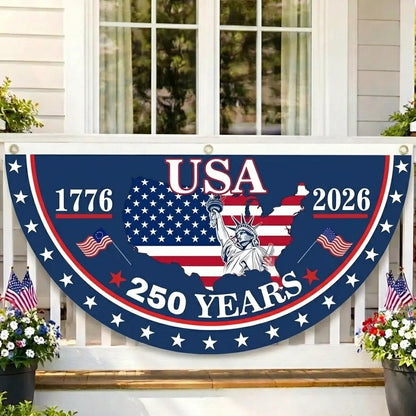 𝐎𝐟𝐟𝐢𝐜𝐢𝐚𝐥 𝐁𝐫𝐚𝐧𝐝 𝐒𝐭𝐨𝐫𝐞🗽USA 250th Anniversary Flag Half Round Banner🦅