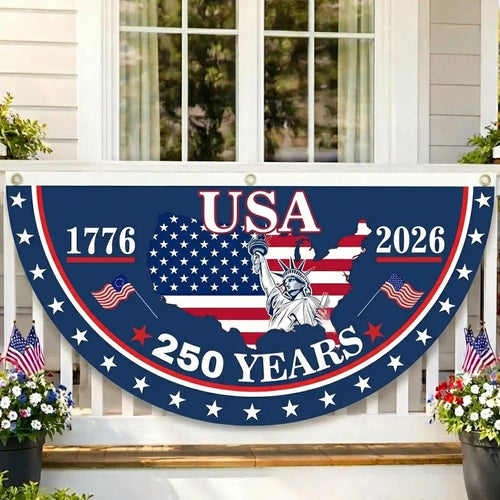 𝐎𝐟𝐟𝐢𝐜𝐢𝐚𝐥 𝐁𝐫𝐚𝐧𝐝 𝐒𝐭𝐨𝐫𝐞🗽USA 250th Anniversary Flag Half Round Banner🦅